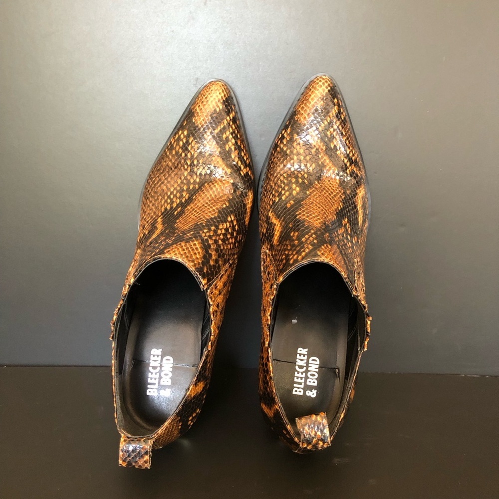 Bleecker & Bond Snakeskin Bootie Women’s Size 8M Brown‎ Ankle Western Cowgirl - Picture 7 of 8